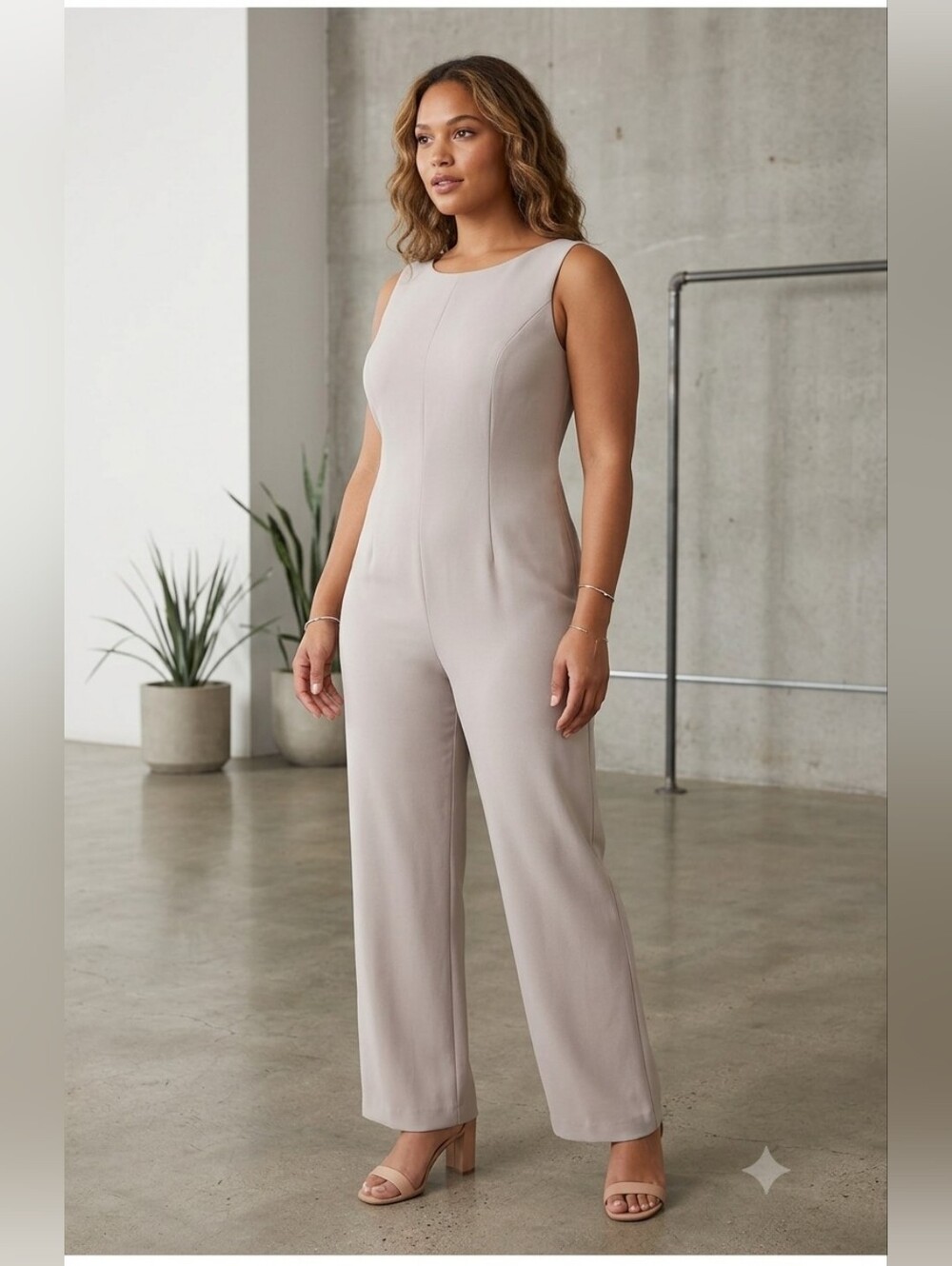 Rena Rowan Gray Y2k With Pink Lining Sleeveless Jumpsuit (Dry-Cleaned)